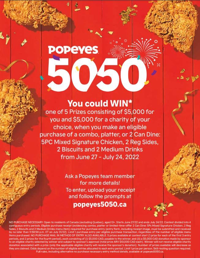 Popeyes 50-50 Contest